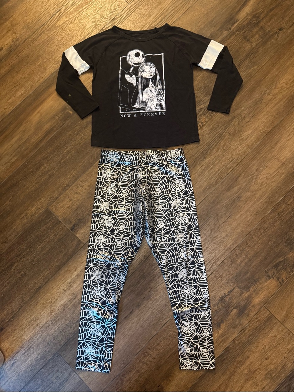 Girls Halloween leggings and Nightmare Before Christmas shirt size 8